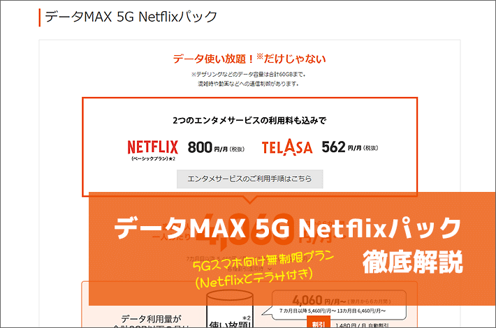 データMAX 5G Netflixパック徹底解説